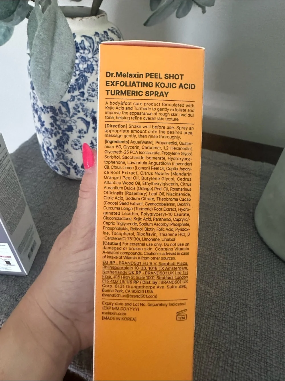 Dr. Melaxin Peel Shot Exfoliating Kojic Acid Turmeric Spray and black rice